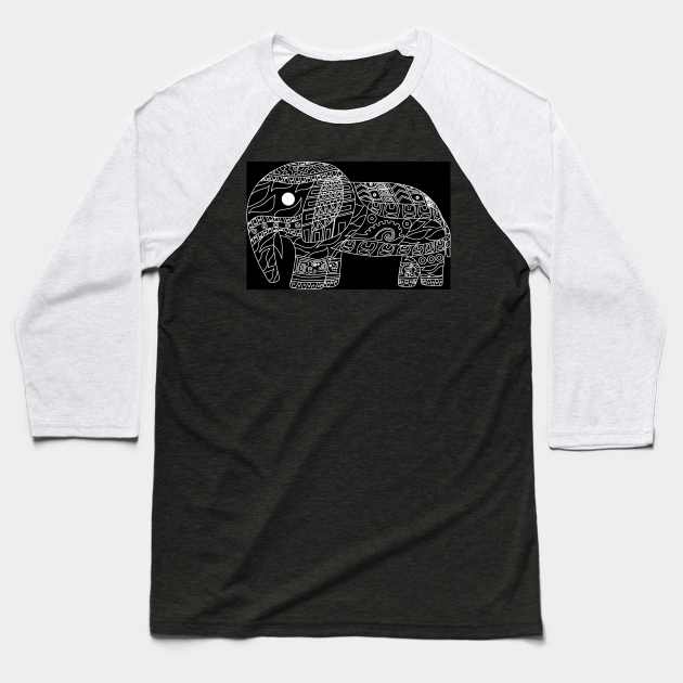 indie elephant in bazar of pattern ecopop Baseball T-Shirt by jorge_lebeau